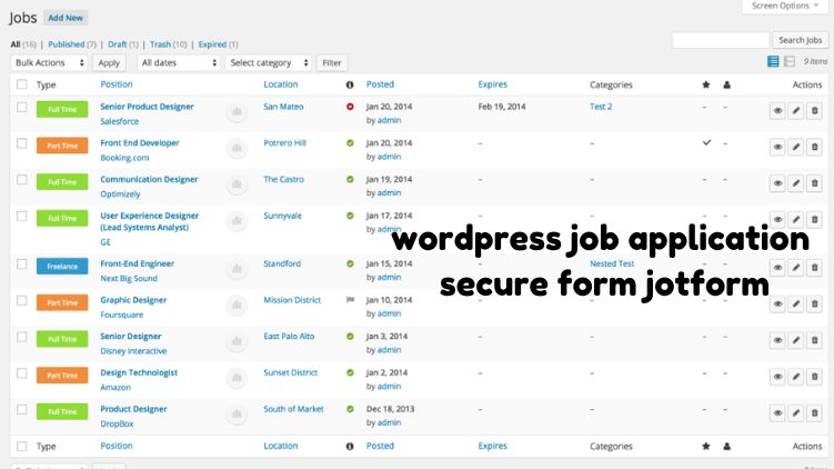 wordpress job application secure form jotform