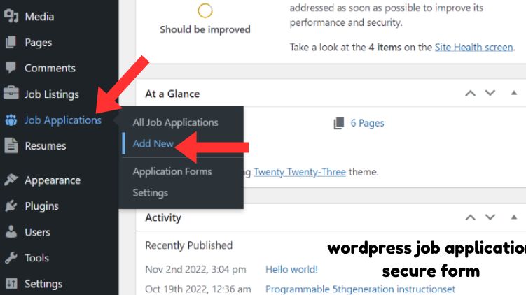 wordpress job application secure form